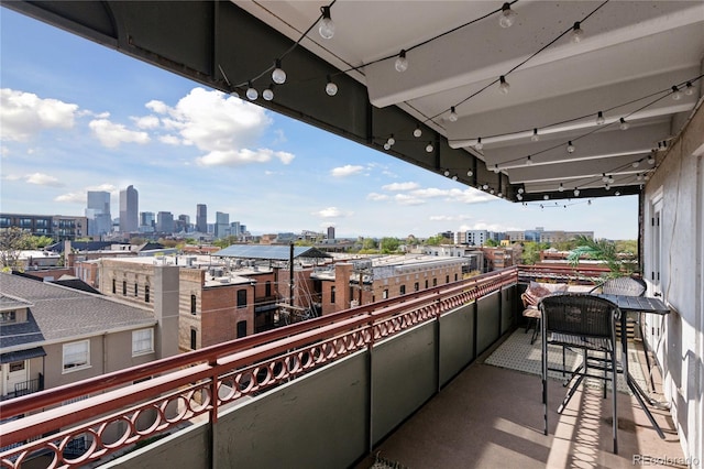 balcony featuring a view of skyline