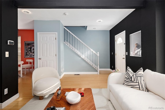 living room featuring hardwood / wood-style flooring