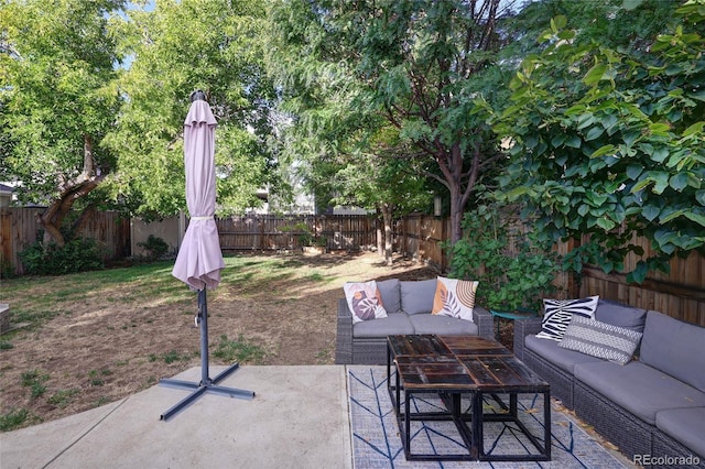 1473 Yates St, Denver, CO 80204 - view of patio / terrace featuring a fenced backyard and an outdoor living space