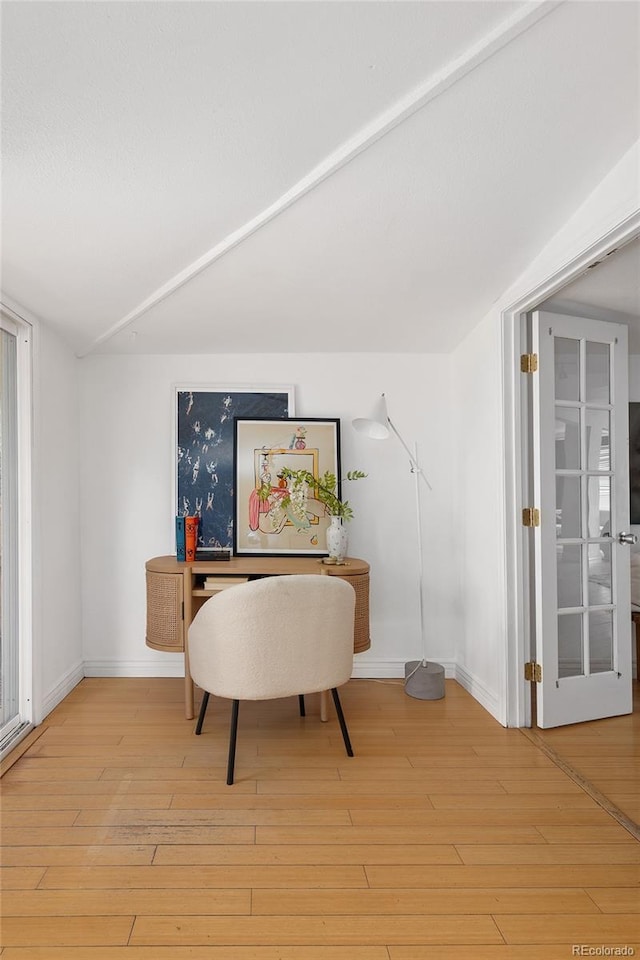 office space featuring light wood-type flooring