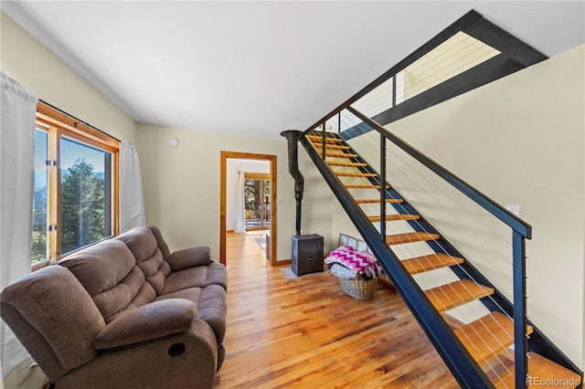 living room with hardwood / wood-style floors