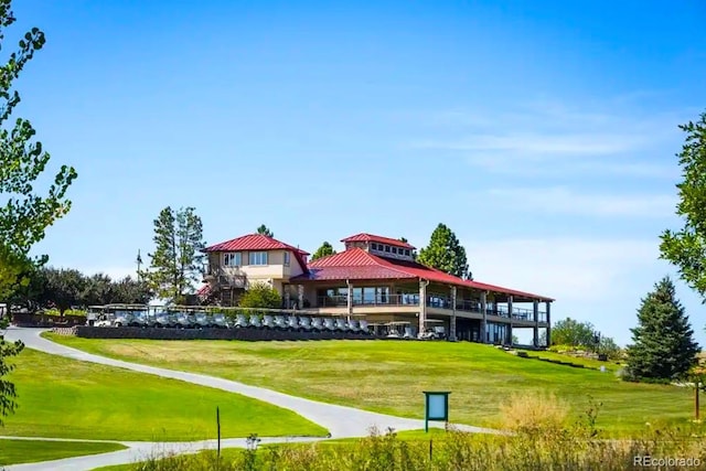 view of community featuring a lawn