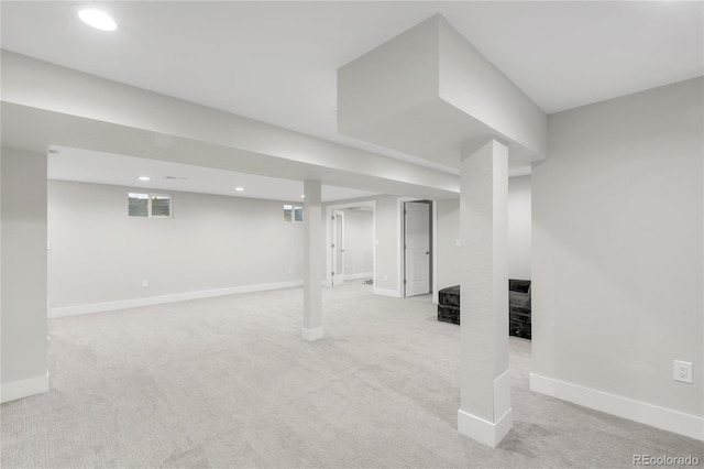 9861 E Ohio Ave, Denver, CO 80247 - finished below grade area with baseboards, recessed lighting, and light colored carpet