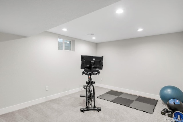 9861 E Ohio Ave, Denver, CO 80247 - workout area featuring recessed lighting, baseboards, and carpet