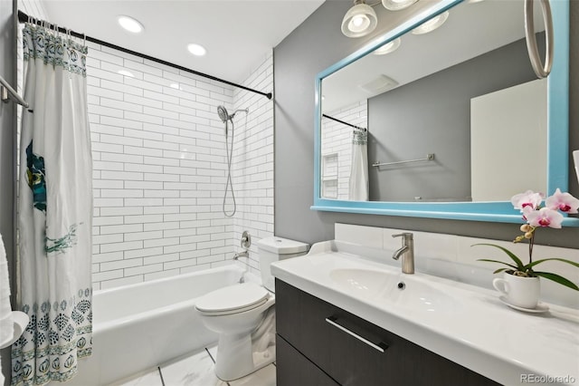 3365 Chisholm Trl Unit B102, Boulder, CO 80301 - bathroom featuring shower / bath combo, toilet, vanity, and recessed lighting