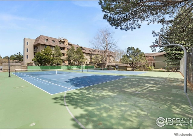 3365 Chisholm Trl Unit B102, Boulder, CO 80301 - view of tennis court featuring community basketball court and fence