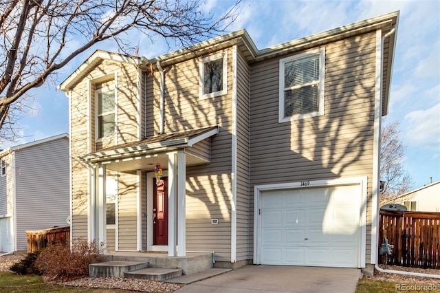 view of front of house with a garage