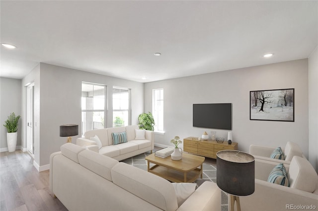 living room featuring light hardwood / wood-style flooring