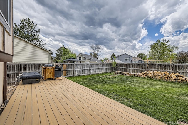wooden deck featuring a residential view
