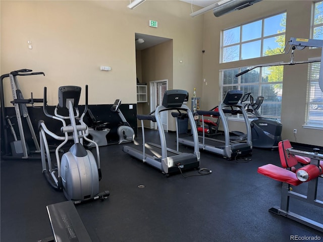 4100 Albion St Unit 320, Denver, CO 80216 - gym featuring a high ceiling