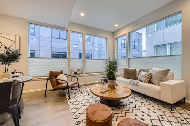 3256 Federal Blvd, Denver, CO 80211 - living room with baseboards, wood finished floors, and recessed lighting