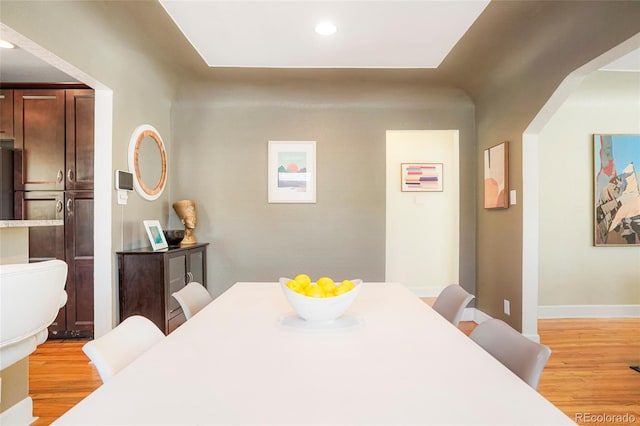 dining space featuring light hardwood / wood-style flooring