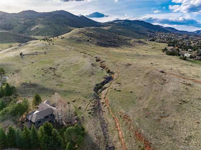 aerial view with a mountain view