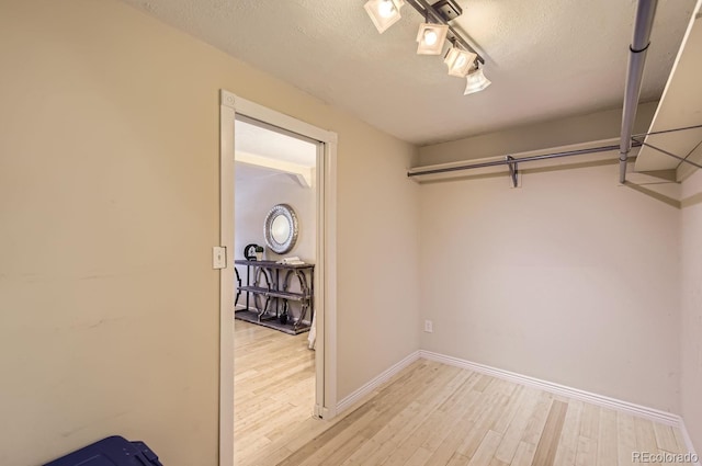 walk in closet featuring light hardwood / wood-style flooring