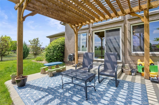 8101 Wynstone Dr, Windsor, CO 80550 - view of patio featuring a pergola and a grill