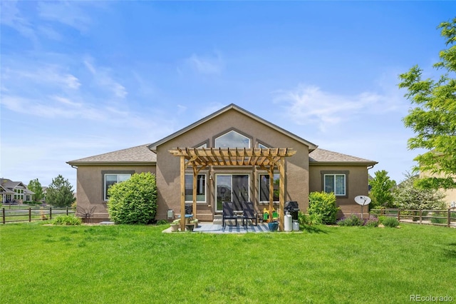 8101 Wynstone Dr, Windsor, CO 80550 - rear view of property featuring a pergola, stucco siding, and a patio