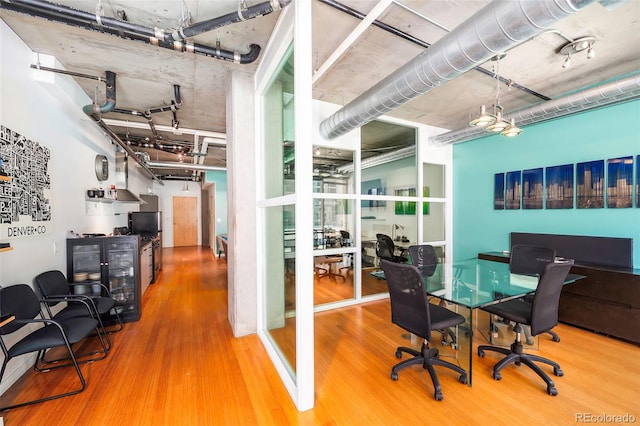 office area featuring hardwood / wood-style floors