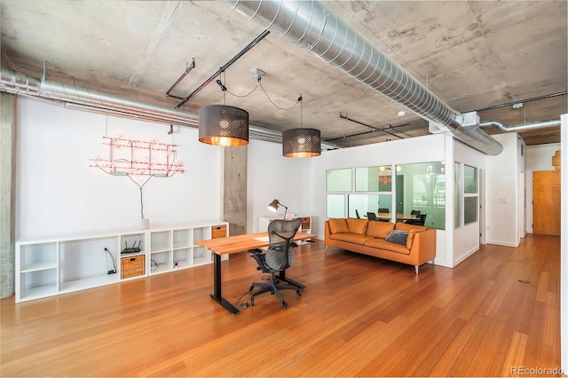 office space featuring wood-type flooring