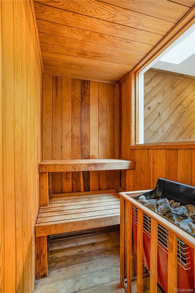 1152 S Yosemite Way Unit 29, Denver, CO 80247 - sauna / steam room featuring wooden ceiling, wooden walls, and wood finished floors