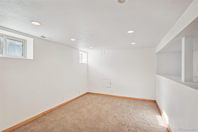 basement with carpet