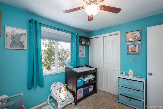 12296 Birch St, Thornton, CO 80241 - bedroom with carpet, a closet, and a ceiling fan