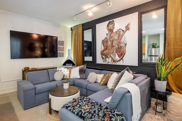 801 Confidence Dr Unit 2, Longmont, CO 80504 - living area with carpet flooring and rail lighting