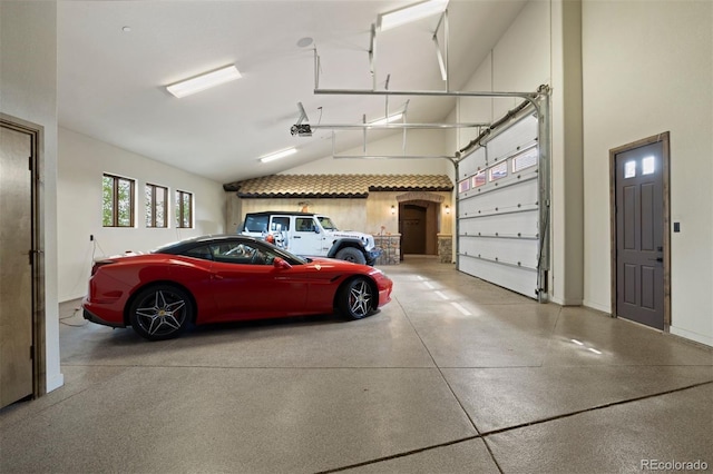 garage with a garage door opener