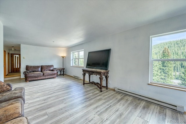 234 Carroll Ln, Breckenridge, CO 80424 - living area with a baseboard heating unit and light wood-style flooring