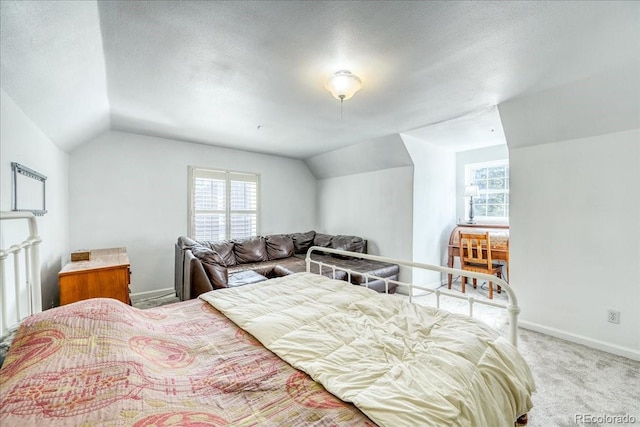 234 Carroll Ln, Breckenridge, CO 80424 - bedroom with vaulted ceiling, multiple windows, carpet, and a textured ceiling
