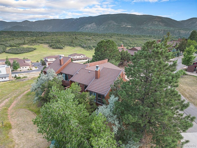 bird's eye view with a mountain view