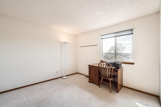 3823 S Uravan St, Aurora, CO 80013 - office area with light carpet, a textured ceiling, and baseboards