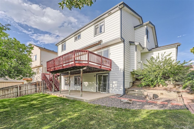 3823 S Uravan St, Aurora, CO 80013 - back of house with a wooden deck, a patio area, and stairway