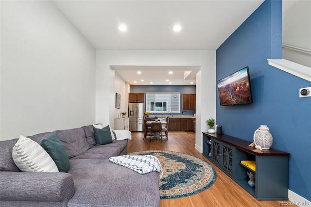 7808 W 43rd Pl, Wheat Ridge, CO 80033 - living area featuring wood finished floors and recessed lighting