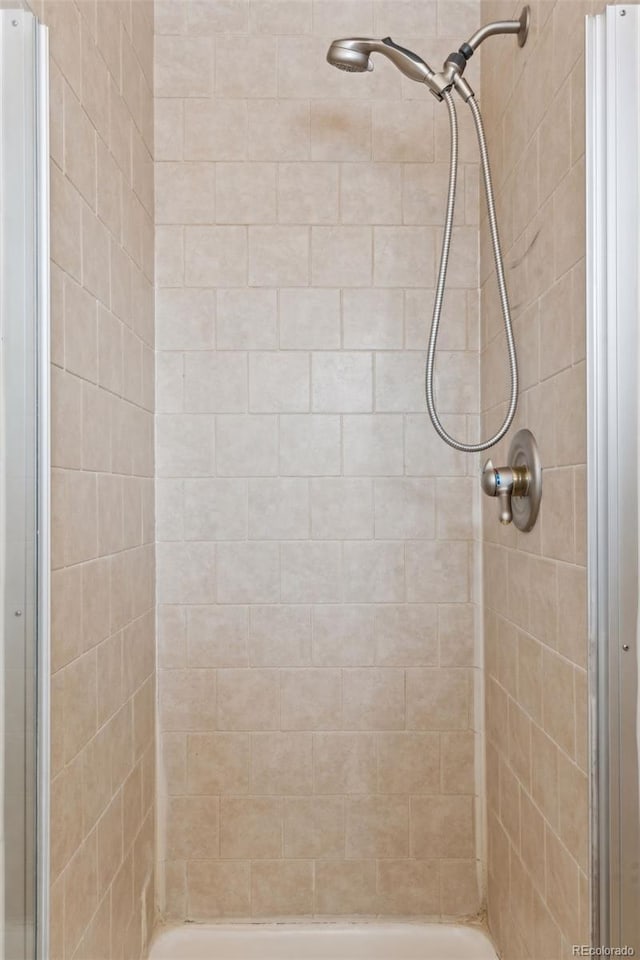 bathroom with a shower stall