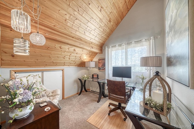 895 Acorn Rd, Cotopaxi, CO 81223 - carpeted office with vaulted ceiling and wooden ceiling