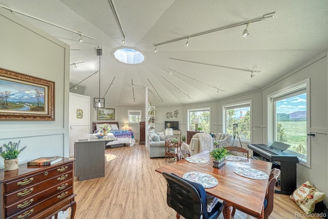 895 Acorn Rd, Cotopaxi, CO 81223 - dining space with track lighting and light wood-style flooring