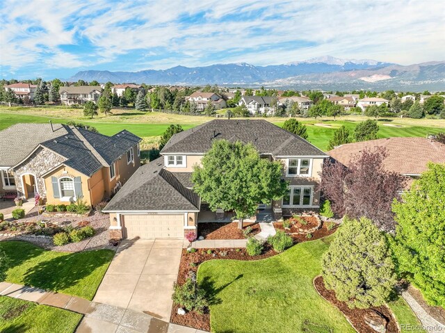 aerial view with a mountain view