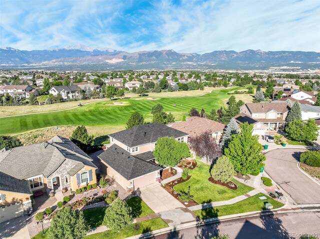 drone / aerial view featuring a mountain view