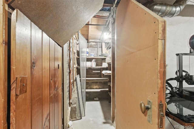 view of unfinished basement