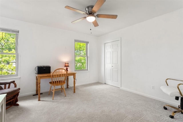 874 Mercury Cir, Lone Tree, CO 80124 - carpeted home office with healthy amount of natural light and ceiling fan