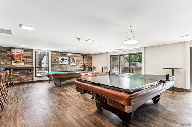 playroom with pool table and wood finished floors