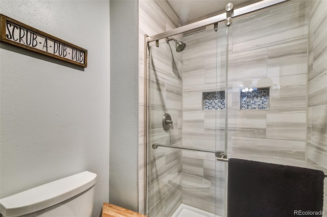 7394 S Field Ct, Littleton, CO 80128 - bathroom with a shower stall and a textured wall