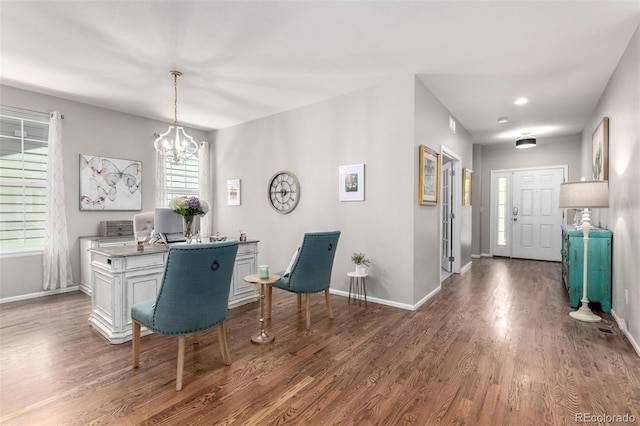 1038 Mircos St, Erie, CO 80516 - entryway featuring wood finished floors and a chandelier