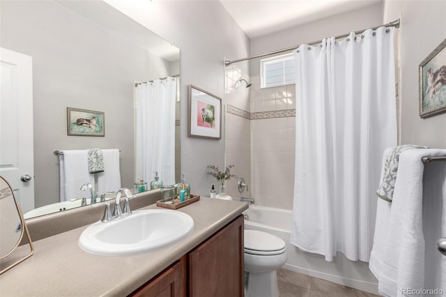 1038 Mircos St, Erie, CO 80516 - full bath featuring vanity, shower / bath combo with shower curtain, and tile patterned floors