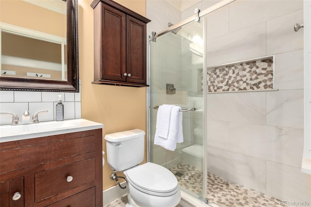 1038 Mircos St, Erie, CO 80516 - full bath featuring a shower stall, vanity, and backsplash