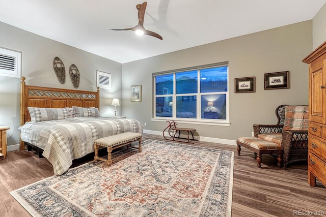 788 Alumroot St, Castle Rock, CO 80104 - bedroom with wood finished floors, baseboards, and ceiling fan
