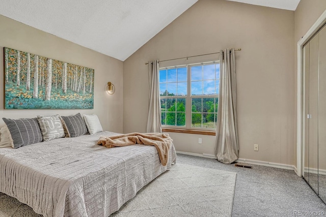458 Rolling Hills Dr, Colorado Springs, CO 80919 - bedroom featuring light colored carpet and high vaulted ceiling