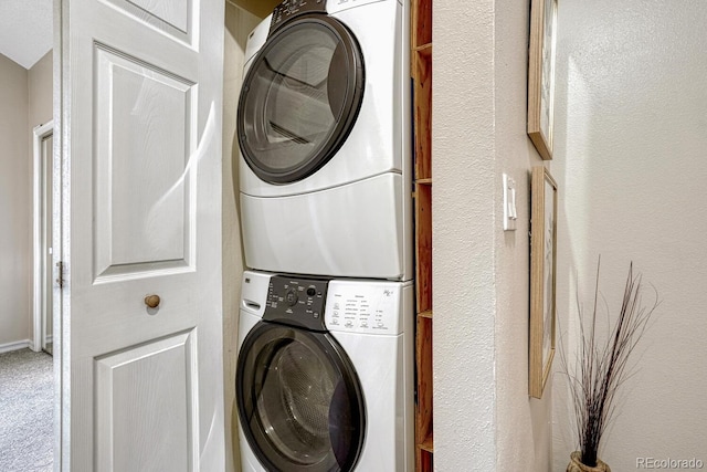 458 Rolling Hills Dr, Colorado Springs, CO 80919 - laundry area featuring stacked washer / drying machine