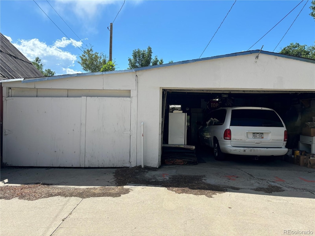 view of garage