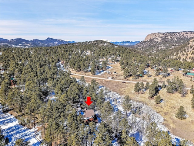 bird's eye view featuring a mountain view